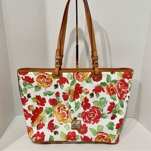 Dooney & Bourke Large Floral Rose Garden Leisure Shopper Travel Tote Bag